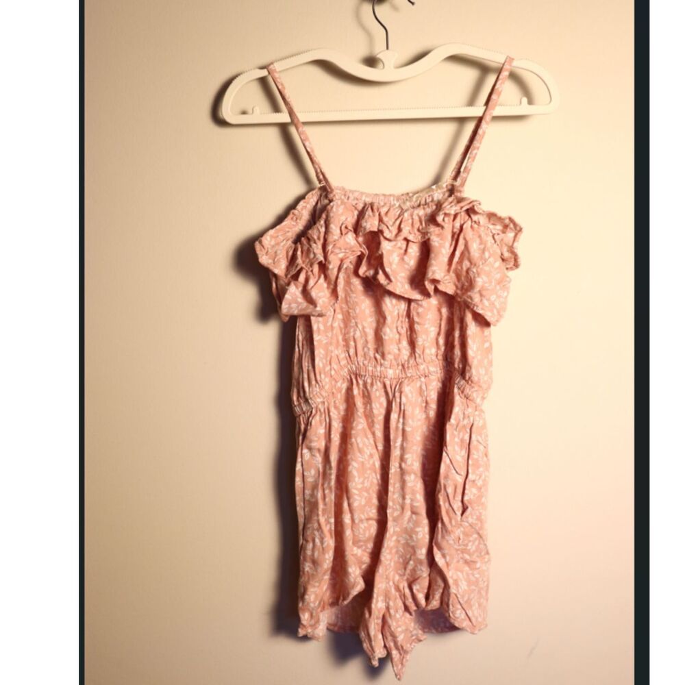 Arizona Jean Co Small Pink Floral Rayon Romper Strapless Convertible Straps